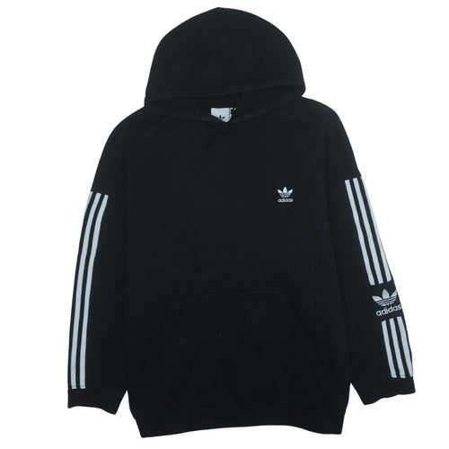 Adidas Men's Black 2XL Pullover Hoodie with Logo Stripes
