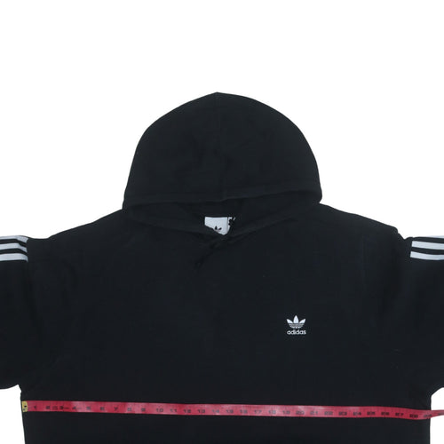 Adidas Men's Black 2XL Pullover Hoodie with Logo Stripes