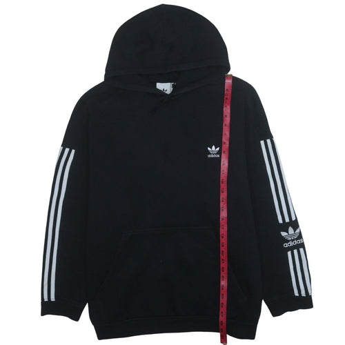 Adidas Men's Black 2XL Pullover Hoodie with Logo Stripes