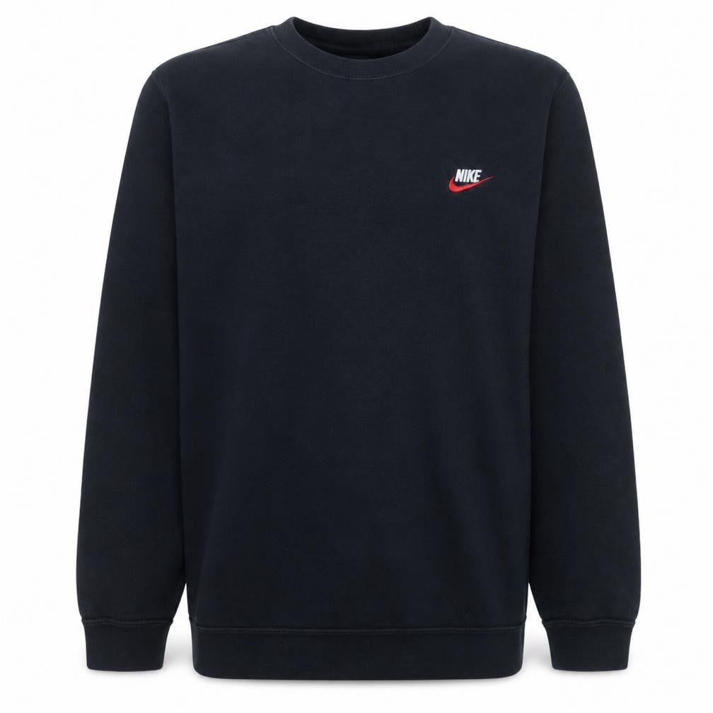 Front view of Nike Men's Black L Pullover Crew Neck Fleece Sweatshirt