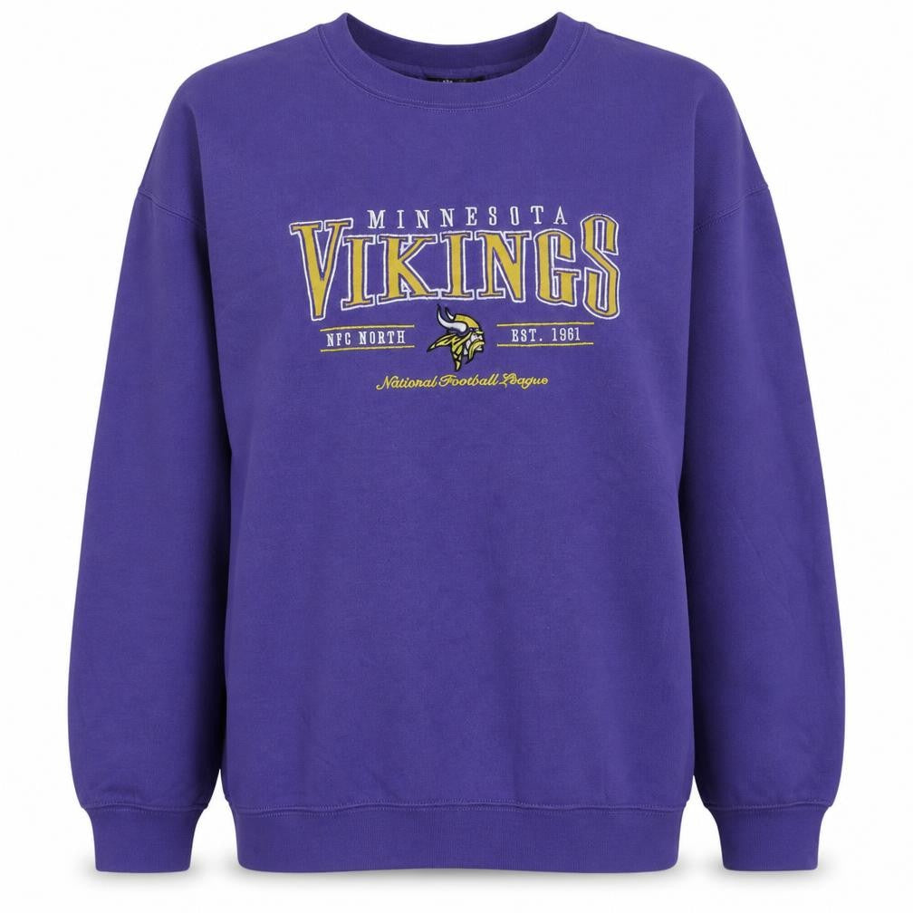 Front view of NFL Team Apparel Women's Purple Minnesota Vikings Sweatshirt Medium