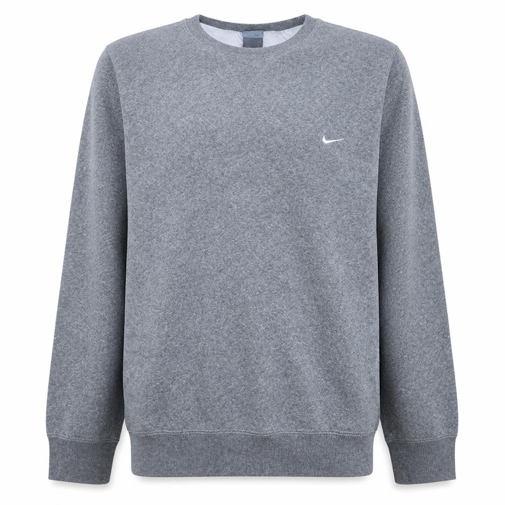 Front view of Nike Men's Grey XL Pullover Crew Neck Fleece Sweatshirt