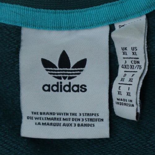 Adidas Mens Green XL Crew Neck Pullover Logo Sweatshirt