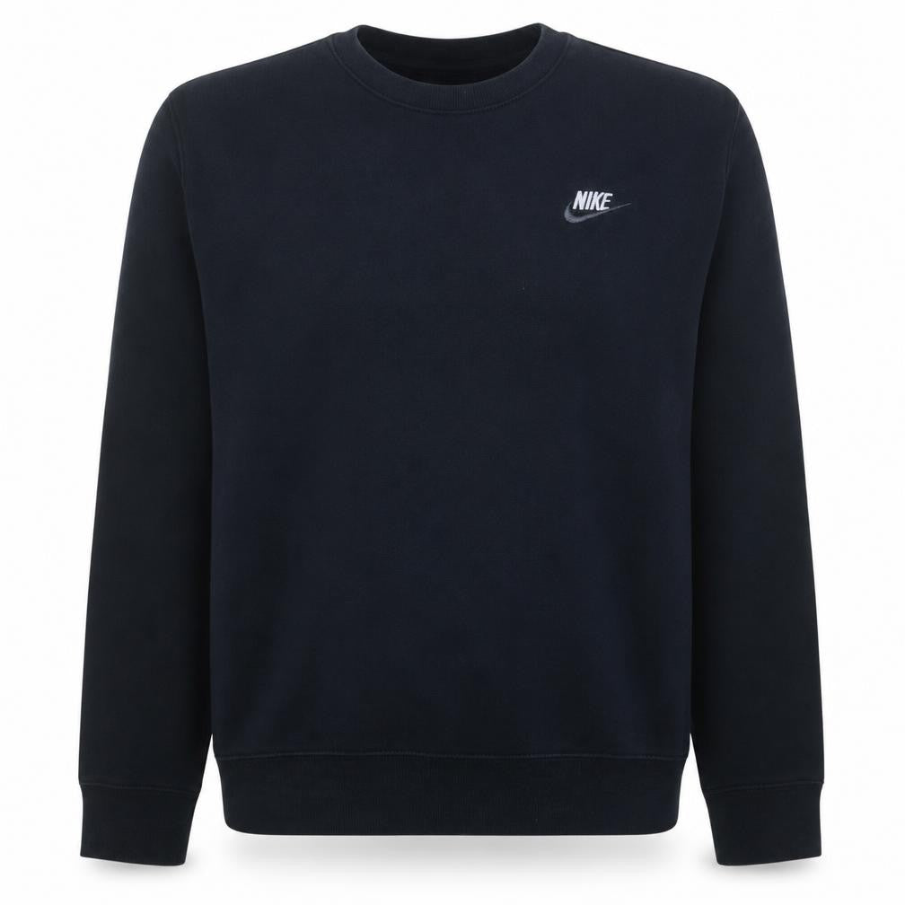 Front view of Nike Men Black Small Pullover Sweatshirt Crew Neck Fleece