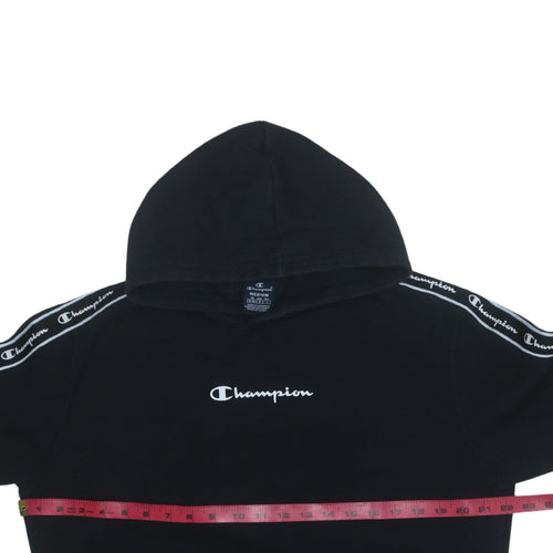 Champion Men's Black Medium Pullover Hoodie Logo Tape Sleeve