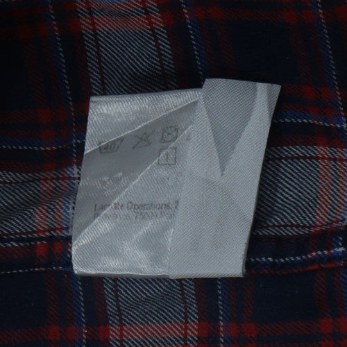 Lacoste Men's Blue Plaid Regular Fit Cotton Long Sleeve Shirt 2XL