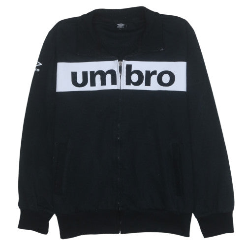 Umbro Men's Black Track Jacket L Full Zip Cotton Blend Sportswear