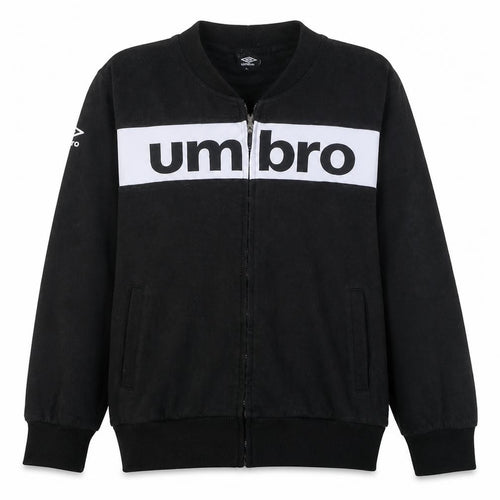 Umbro Men's Black Track Jacket L Full Zip Cotton Blend Sportswear