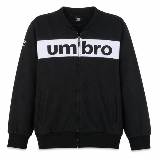 Umbro Men's Black Track Jacket L Full Zip Cotton Blend Sportswear