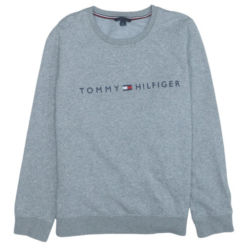 Tommy Hilfiger Women Grey Logo Crew Neck Sweatshirt L