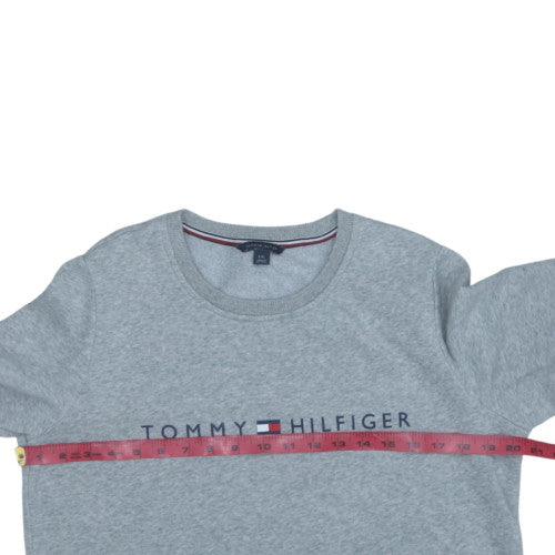 Tommy Hilfiger Women Grey Logo Crew Neck Sweatshirt L