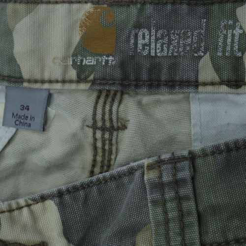 Carhartt Men's Green Camouflage Cargo Shorts Size 34 Relaxed Fit