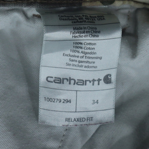 Carhartt Men's Green Camouflage Cargo Shorts Size 34 Relaxed Fit