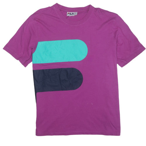 Fila Unisex Purple Colourblock Cotton T-Shirt Size XL