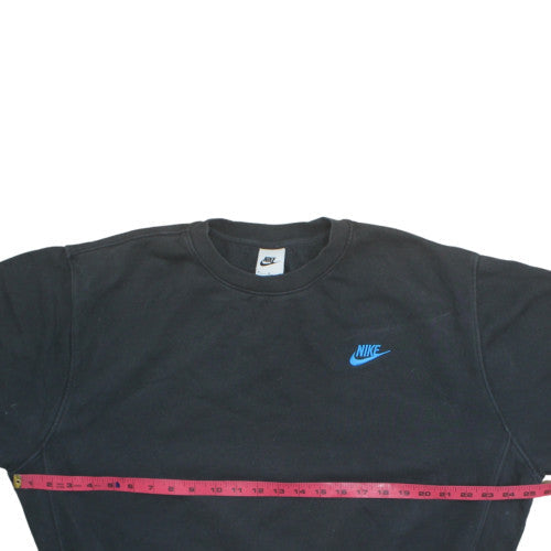 Nike Womens Black Blue Logo Crew Neck Pullover Sweatshirt M