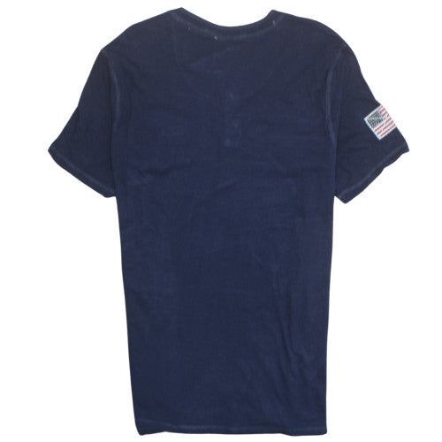 Lee Men's Blue USA Henley Polo Shirt XL Cotton Short Sleeve