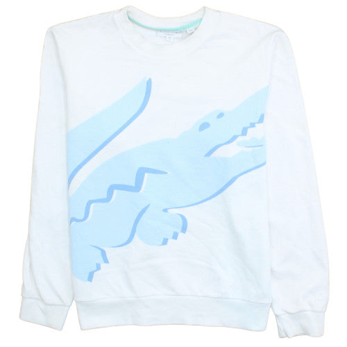 Lacoste Men's White Classic Fit Graphic Crocodile Sweatshirt L