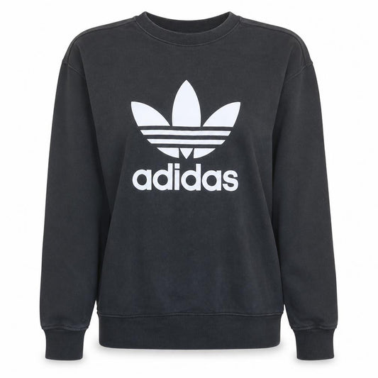 Front view of Adidas women’s black crew neck logo sweatshirt uk 12