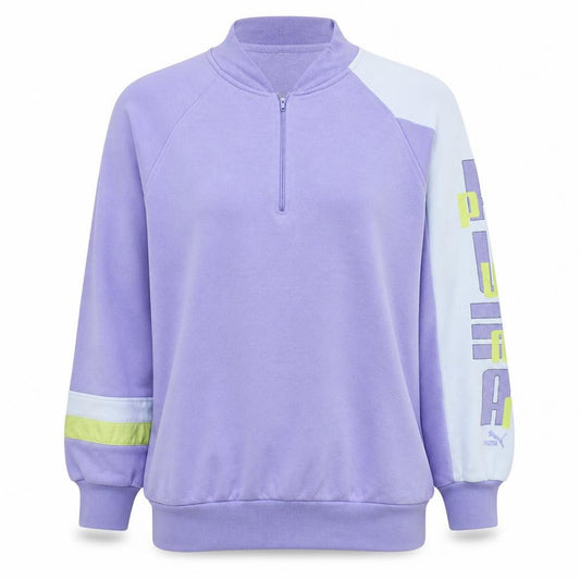 Front view of Puma Women's Lilac 1/2 Zip Pullover Sweatshirt, size S