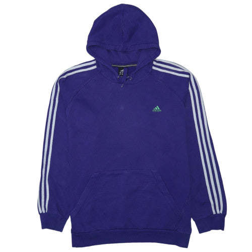 Adidas Mens Blue 2XL Pullover Hoodie with Logo and Stripes