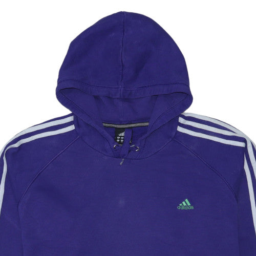 Adidas Mens Blue 2XL Pullover Hoodie with Logo and Stripes
