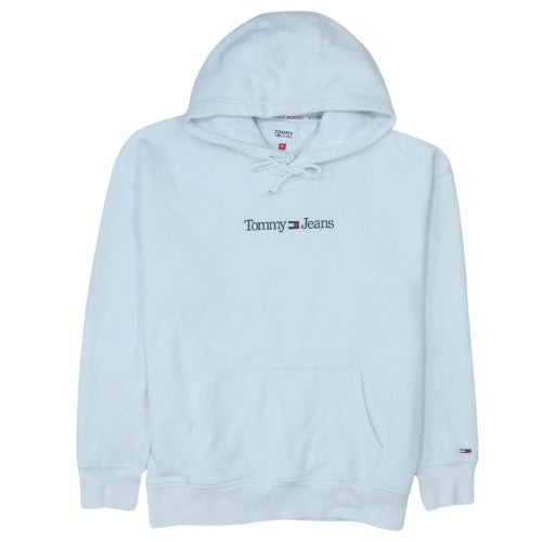Tommy Jeans Men's White Pullover Hoodie M Logo Fleece Sweatshirt