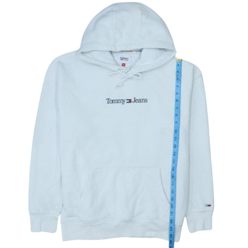 Tommy Jeans Men's White Pullover Hoodie M Logo Fleece Sweatshirt