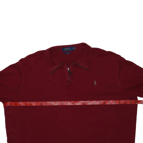 Ralph Lauren Men's Red 1/4 Zip Cotton Collared Jumper Size L