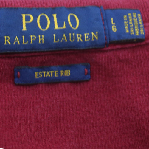 Ralph Lauren Men's Red 1/4 Zip Cotton Collared Jumper Size L