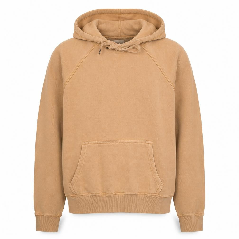 Front view of Billabong men’s beige pullover hoodie l fleece cotton blend