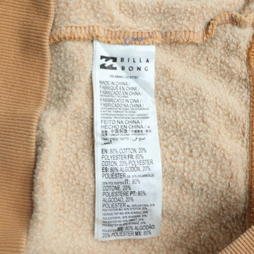 Billabong Mens Beige Pullover Hoodie L Fleece Cotton Blend