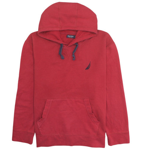 Nautica Men Red Pullover Hoodie XL Fleece Cotton Blend