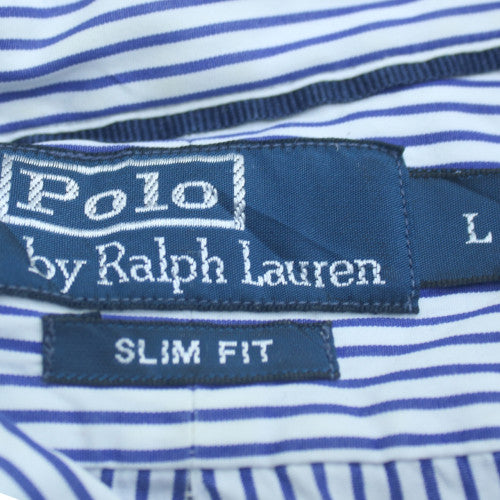 Polo Ralph Lauren Men's Blue Striped Slim Fit Long Sleeve Shirt Size L