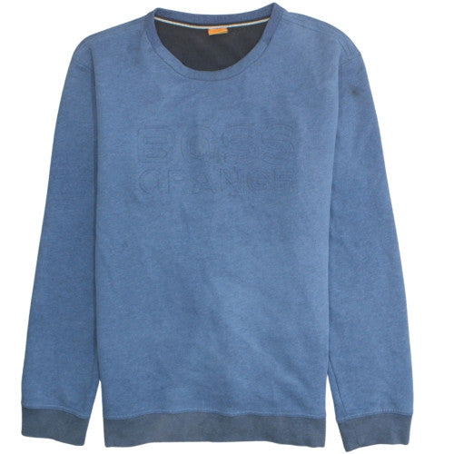 Hugo Boss Men’s Blue 2XL Pullover Sweatshirt Logo Fleece