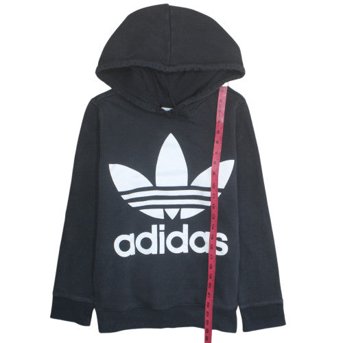 Adidas Womens Black Trefoil Pullover Hoodie Size 14 Cotton Blend