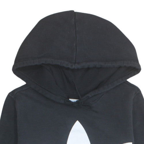 Adidas Womens Black Trefoil Pullover Hoodie Size 14 Cotton Blend