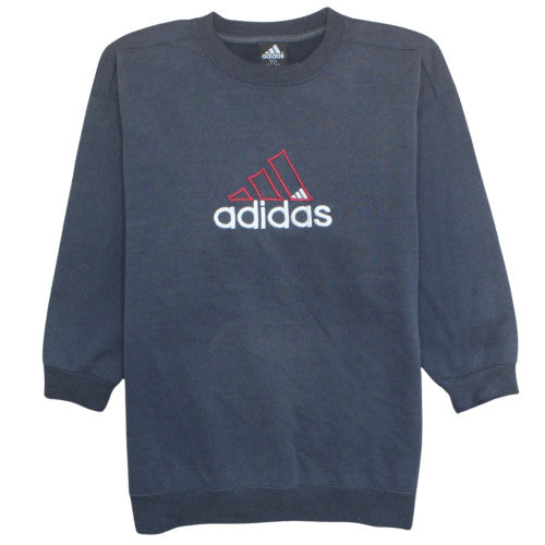 Adidas Men's Blue Embroidered Logo Pullover Sweatshirt Size L
