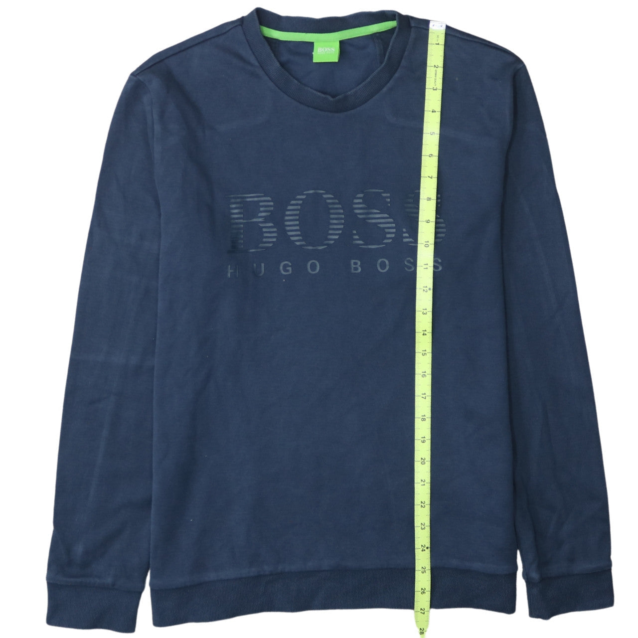 Hugo Boss Men's Blue Logo Crew Neck Cotton Sweatshirt - Size L