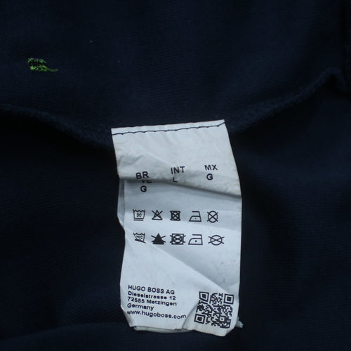 Hugo Boss Men's Blue Logo Crew Neck Cotton Sweatshirt - Size L