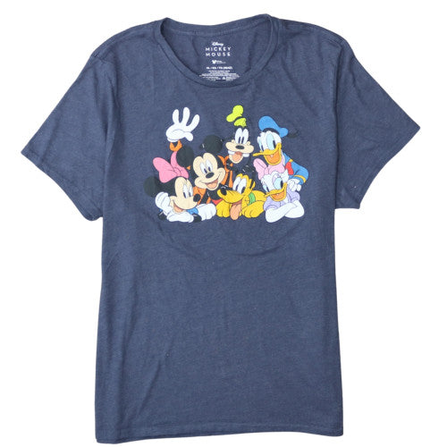 Disney Women's Blue Mickey Mouse Graphic Crew Neck T-Shirt XL