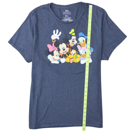 Disney Women's Blue Mickey Mouse Graphic Crew Neck T-Shirt XL