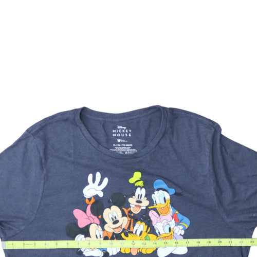 Disney Women's Blue Mickey Mouse Graphic Crew Neck T-Shirt XL