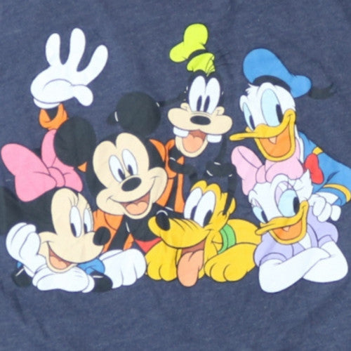 Disney Women's Blue Mickey Mouse Graphic Crew Neck T-Shirt XL