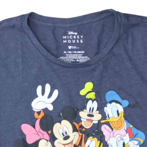 Disney Women's Blue Mickey Mouse Graphic Crew Neck T-Shirt XL