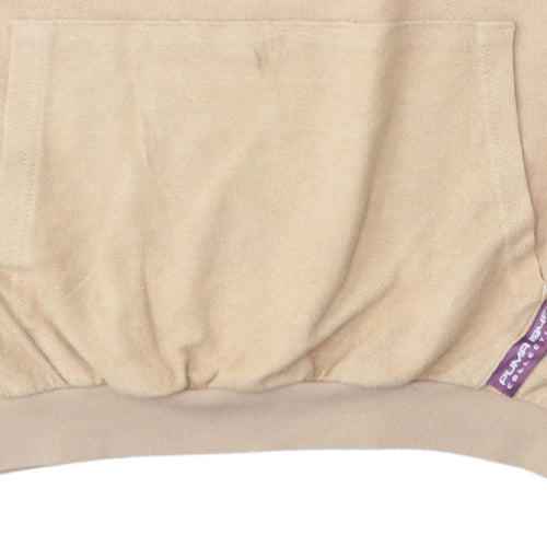 Puma Women Beige Pullover Sweatshirt M Crew Neck Cotton Blend