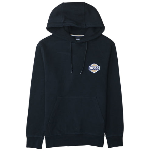 BOSS Men's Black Pullover Hoodie M Logo Fleece Sweatshirt