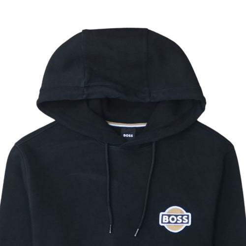 BOSS Men's Black Pullover Hoodie M Logo Fleece Sweatshirt