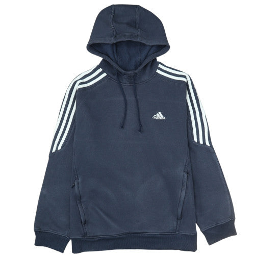 Adidas Men Blue Pullover Hoodie M Fleece Sports Logo