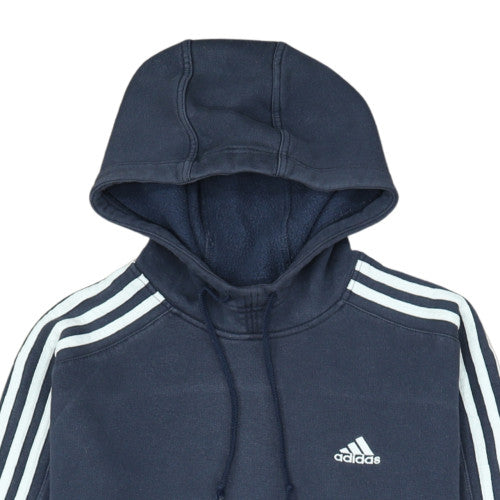 Adidas Men Blue Pullover Hoodie M Fleece Sports Logo