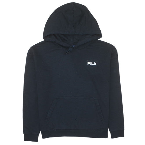 FILA Women’s Black Pullover Hoodie Small Cotton Blend Logo Hooded Sweatshirt